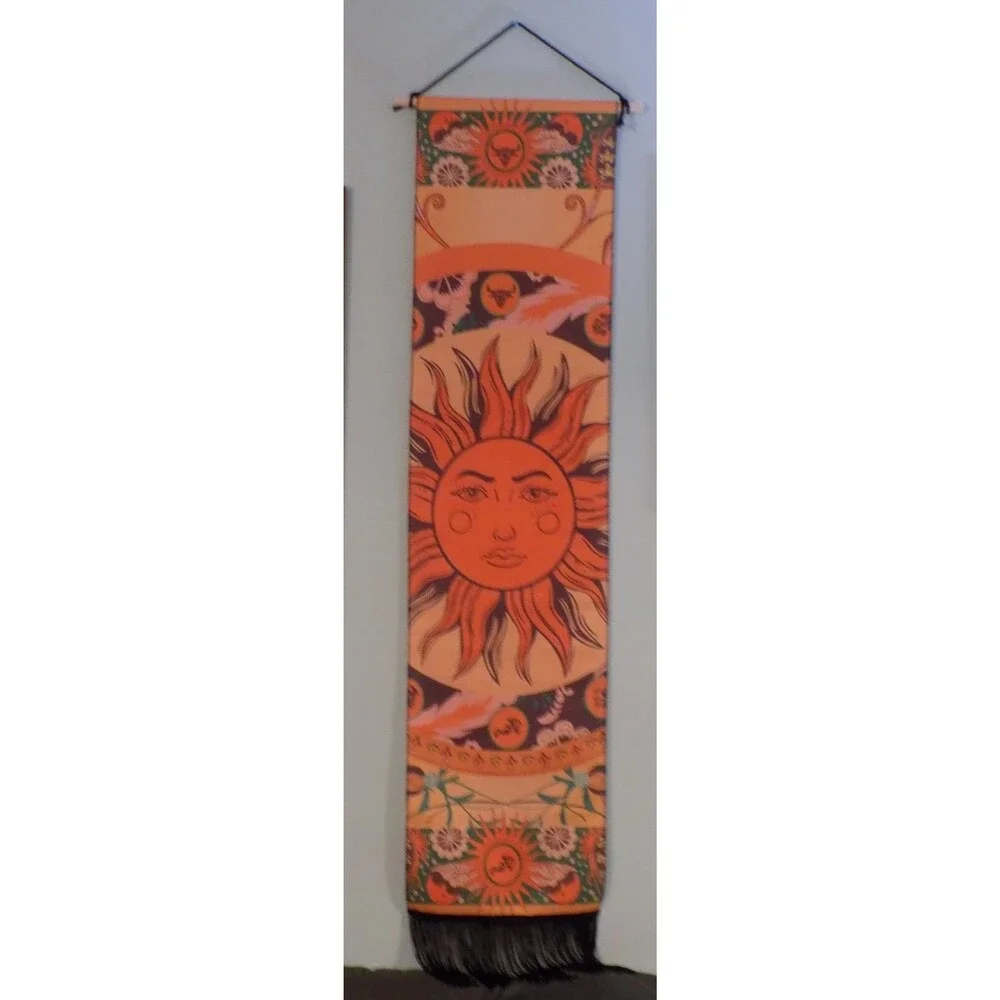 2 Art Print Wall Hanging Scroll Sun & Moon Mandala Tapestry Boho Lot